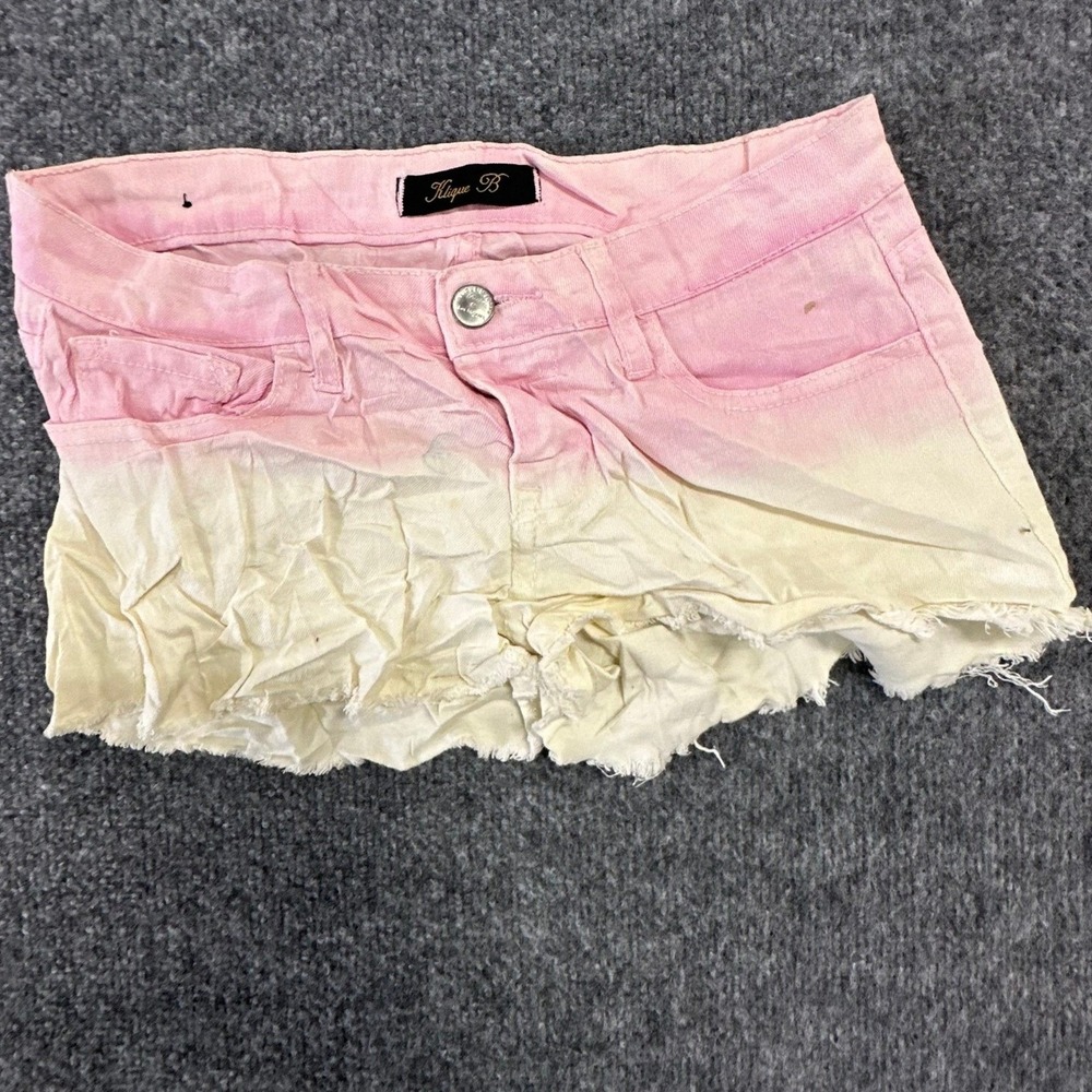 Klique B Shorts Womens Size S Pink Ombre Dip Raw Hem Cotton Blend Denim Cutoff
